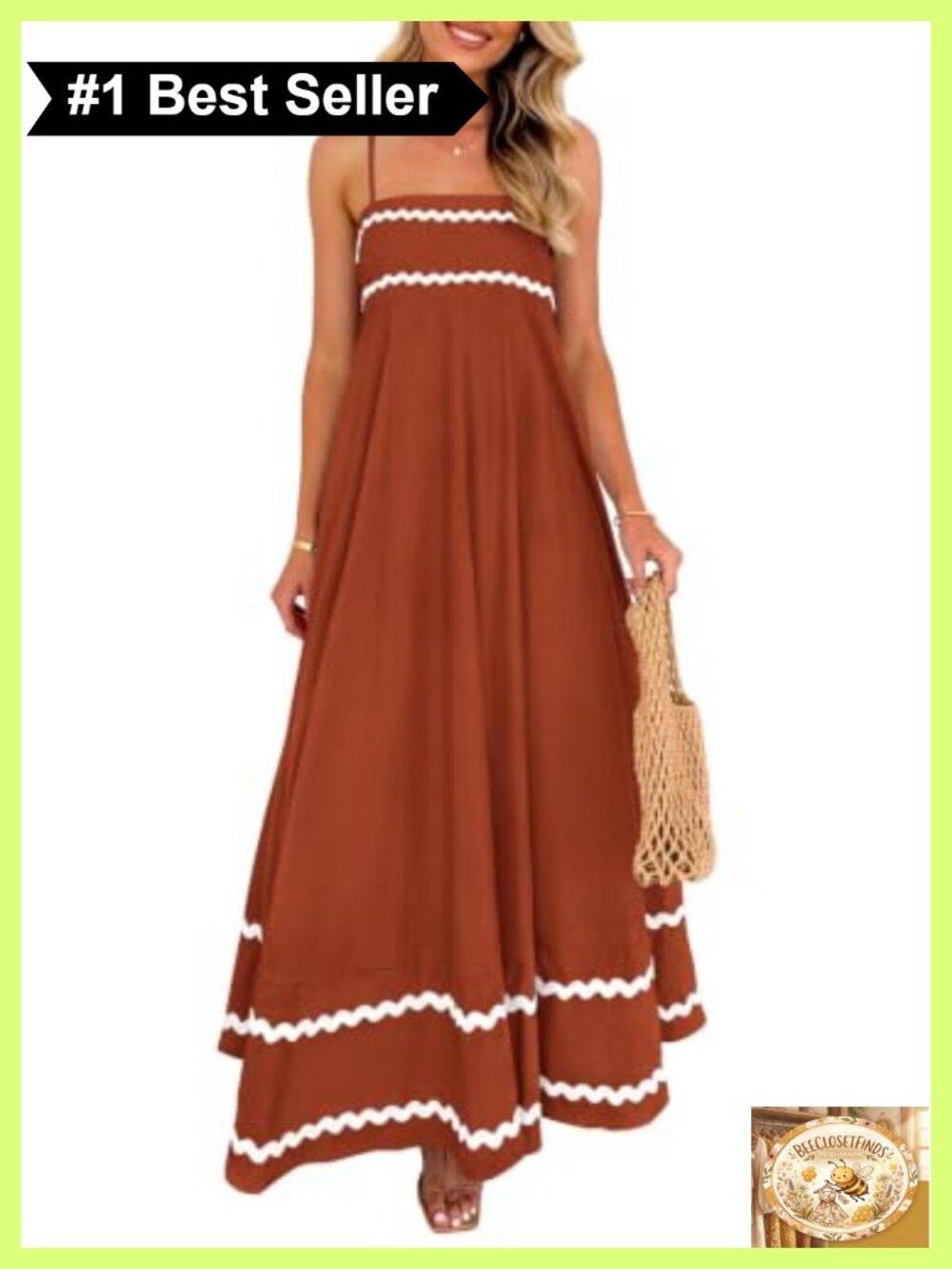 PRETTYGARDEN Women's Summer Spaghetti Strap Maxi Dress A-Line Sundress